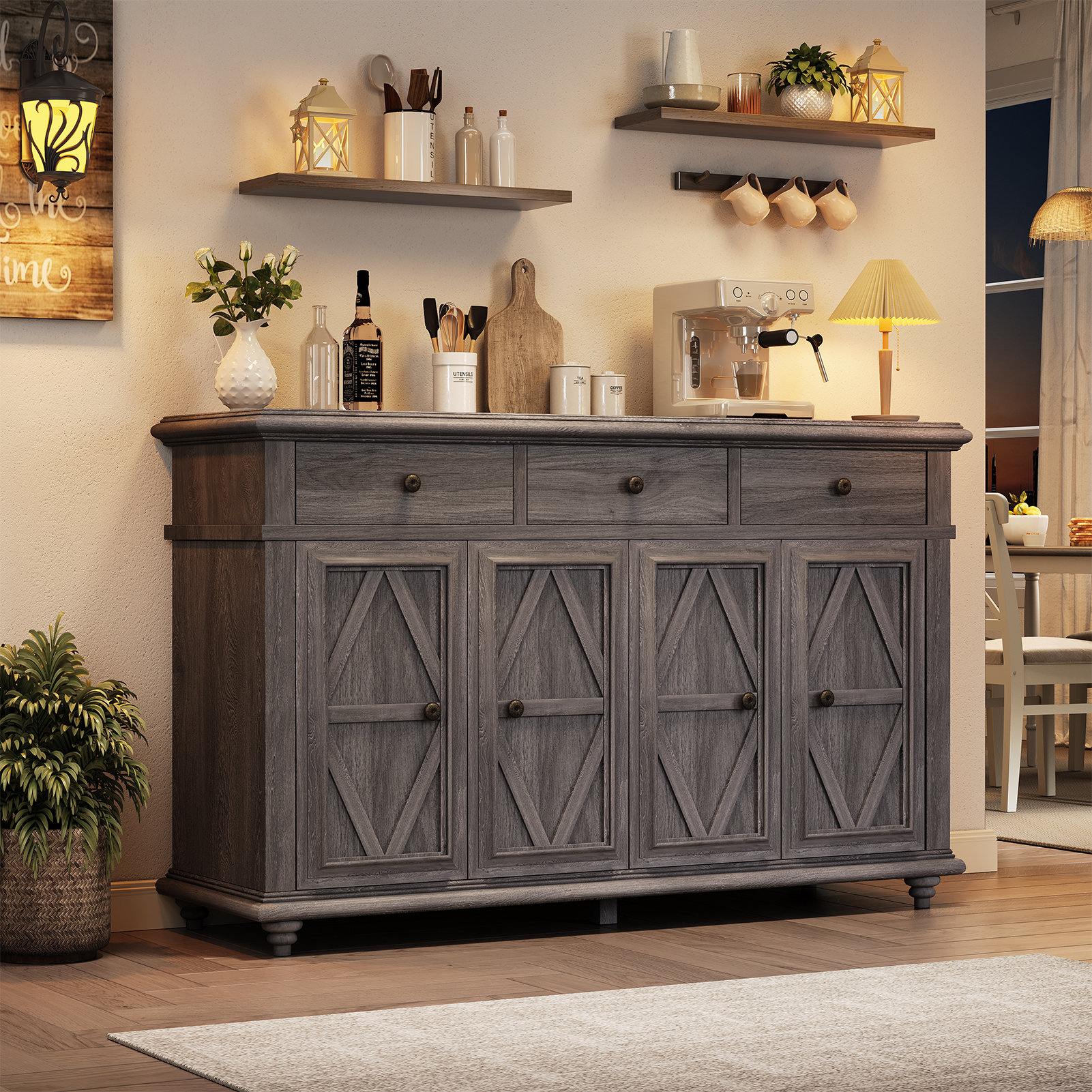 August Grove® Saskia 4-Door 3-Drawer Sideboard With Farmhouse